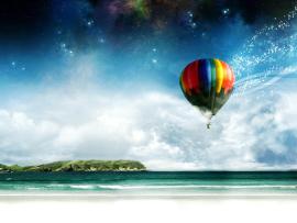 Blue Hot Air Balloons Art Backgrounds