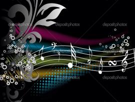 Musical note pattern with flowers Backgrounds