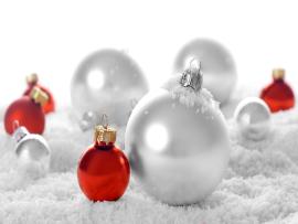 Red Christmas Ornament Snow White Backgrounds