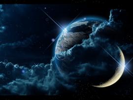 Space Presentations  Abstract Earth With Moon PowerPoint   Graphic Backgrounds