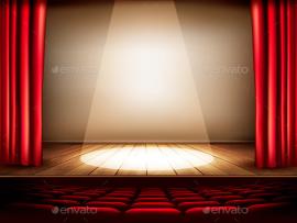 Theater Stage With A Red Curtain Seats By Almoond image Backgrounds