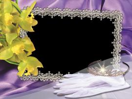 Yellow Rose With Wedding Frame Presentation Backgrounds