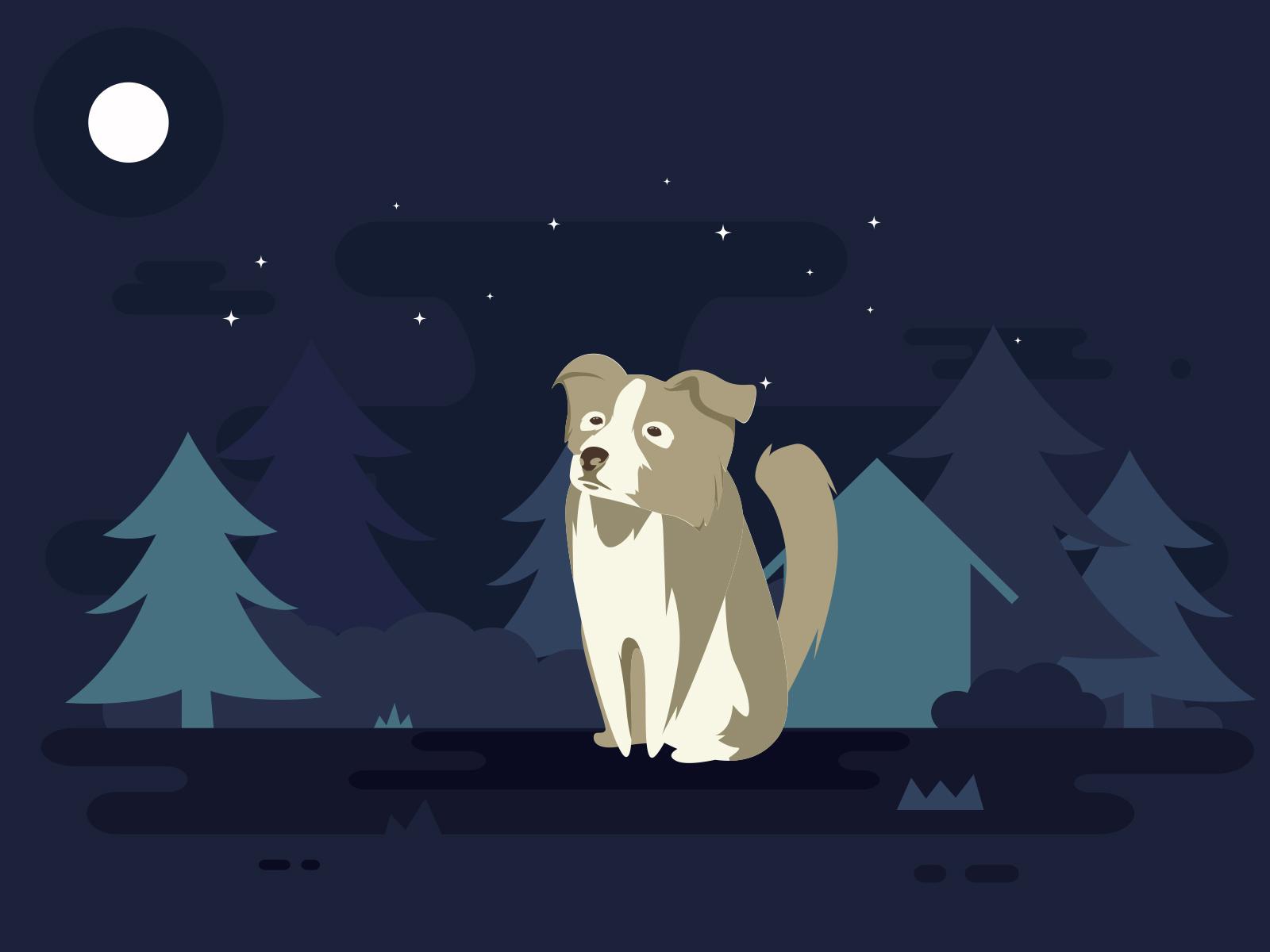 Dog and Moon Dog and Moon PPT Backgrounds