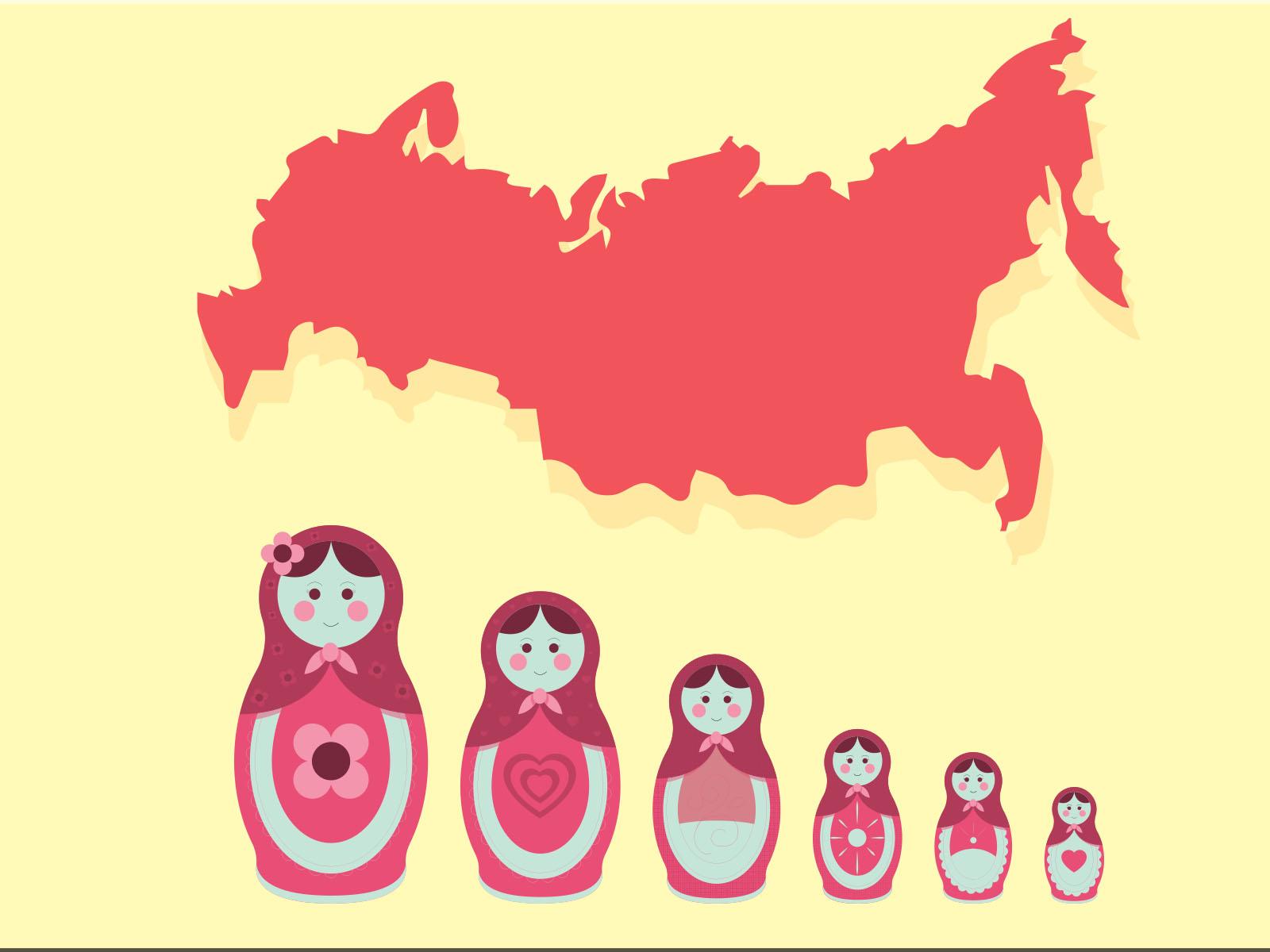 Matryoshka with Russia Map PPT Backgrounds