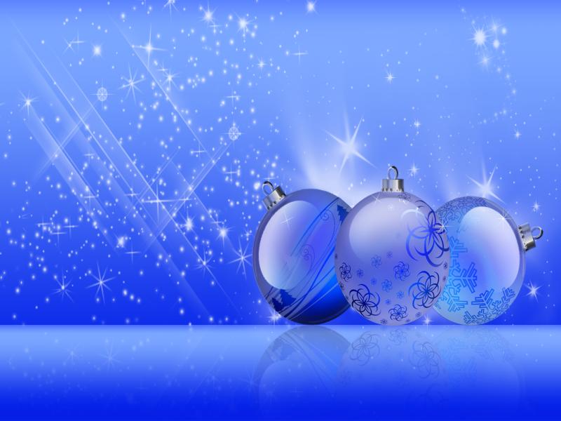 Blue Christmas Balls Slides Backgrounds