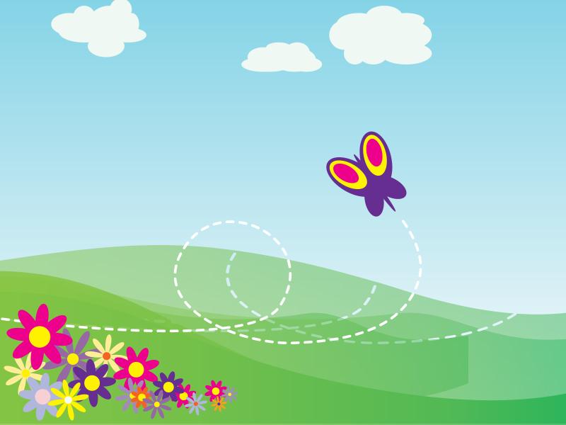 Cartoon Butterfly and Flowers PPT Clipart Backgrounds