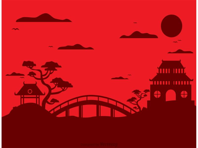 Chinese Temple Landscape Vector  Free Vector Art   Backgrounds