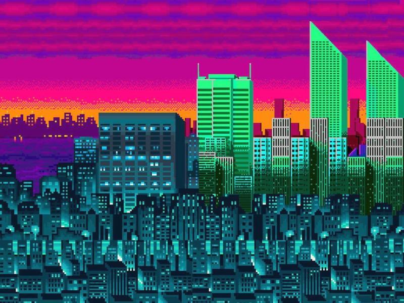 City Pixel Desktops Graphic Backgrounds
