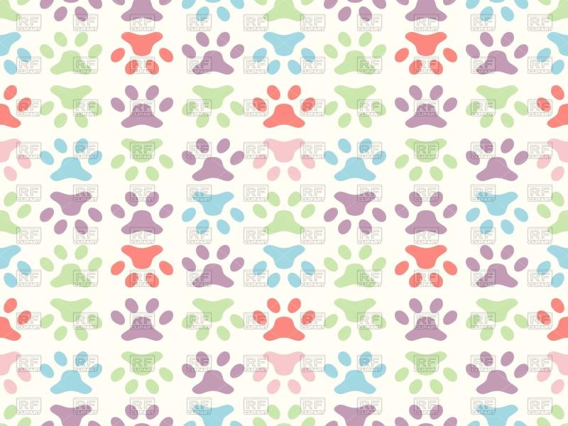 Colorful Paw Print Seamless Paw Print Backgrounds