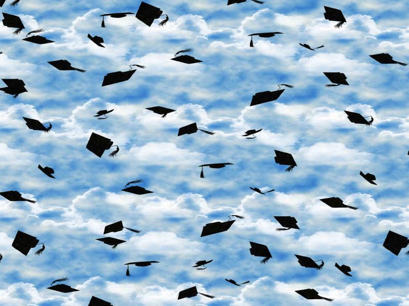 Flying Hats Graduation   Picture Backgrounds