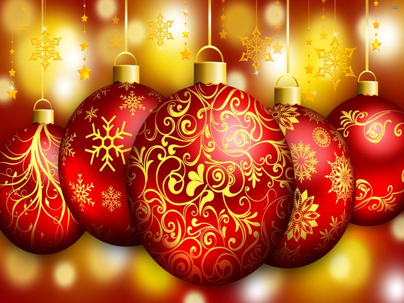Gold Christmas Ornaments Photo Backgrounds
