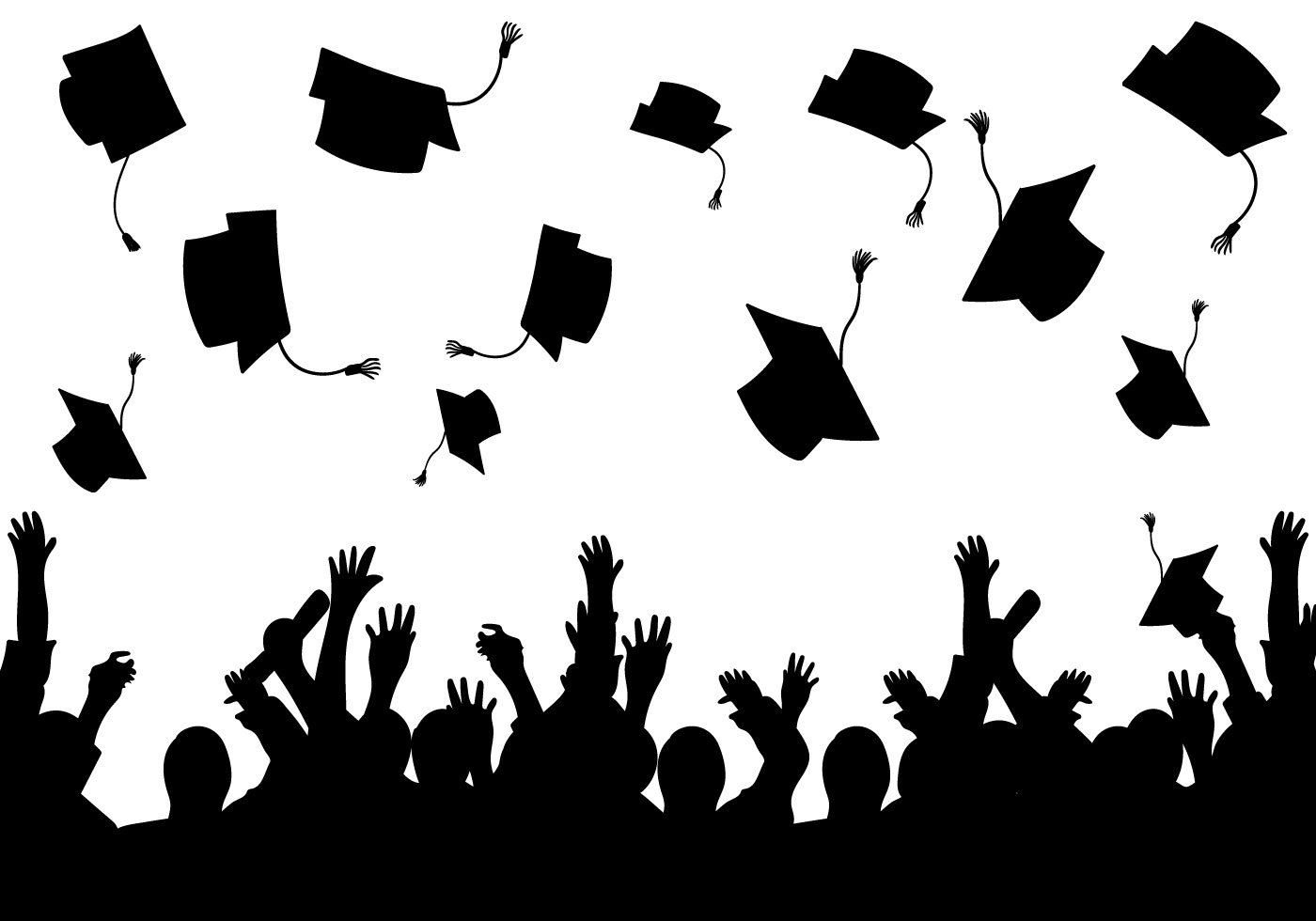 Graduation Vector Silhouette Free Art Presentation PPT Backgrounds for Powe...