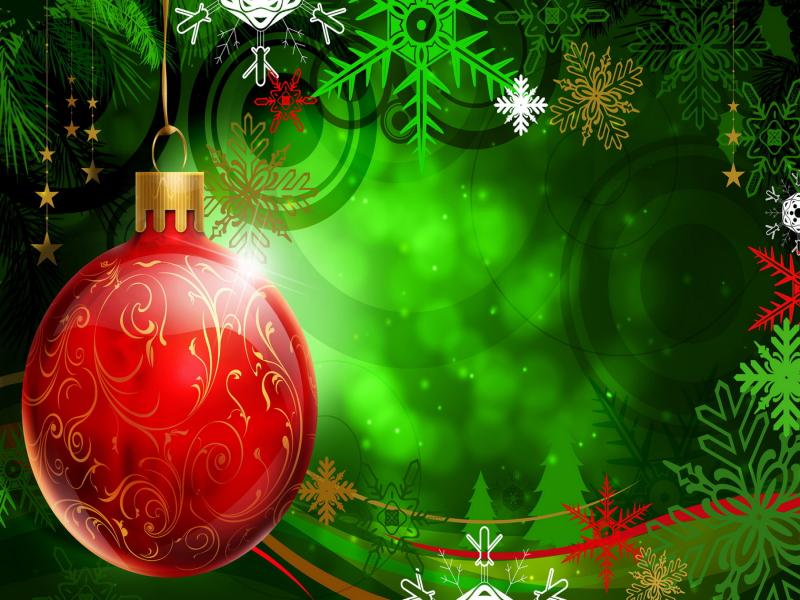 Green Christmas Ornament Red Frame Backgrounds