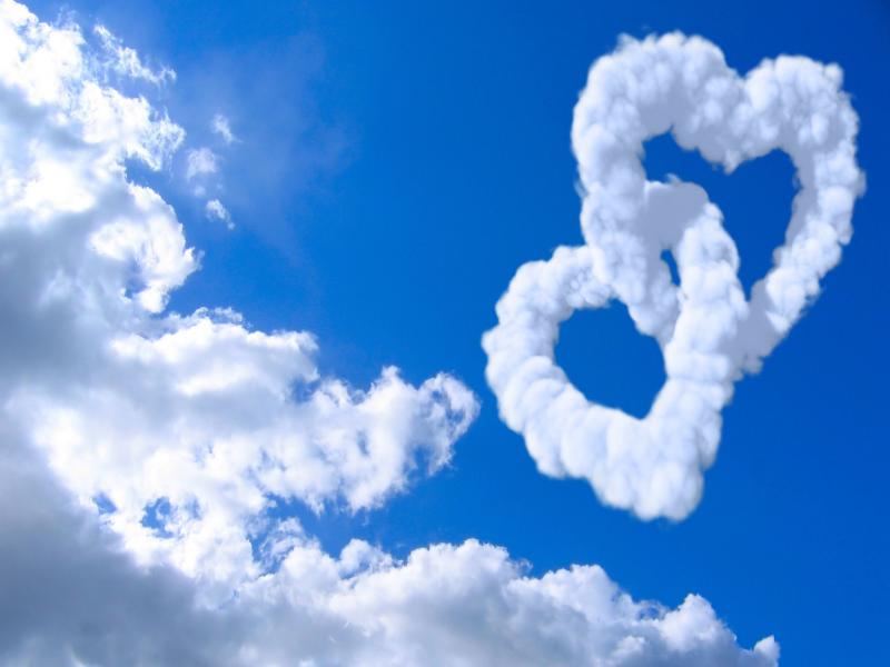 Hearts With Clouds and Blue Sky Presentation Backgrounds