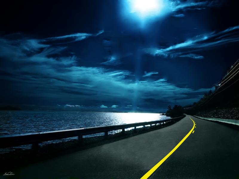 Night Road Presentation Backgrounds