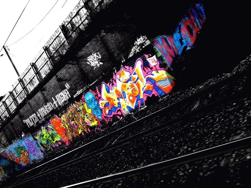 Night Train Route Graffiti Wallpaper Backgrounds