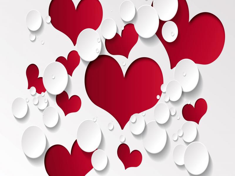 Red and White Love Heart Hd Backgrounds