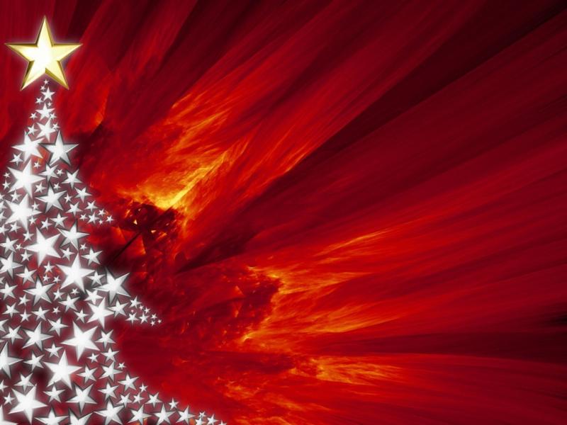 Red Christmas Tree For PowerPoint Presentations Template Backgrounds