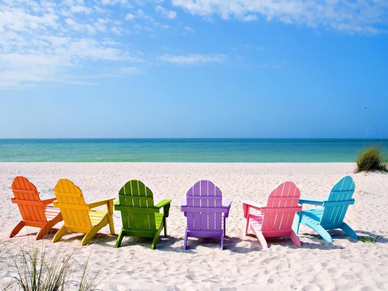 Summer Sea Beach and Chair Presentation PPT Backgrounds