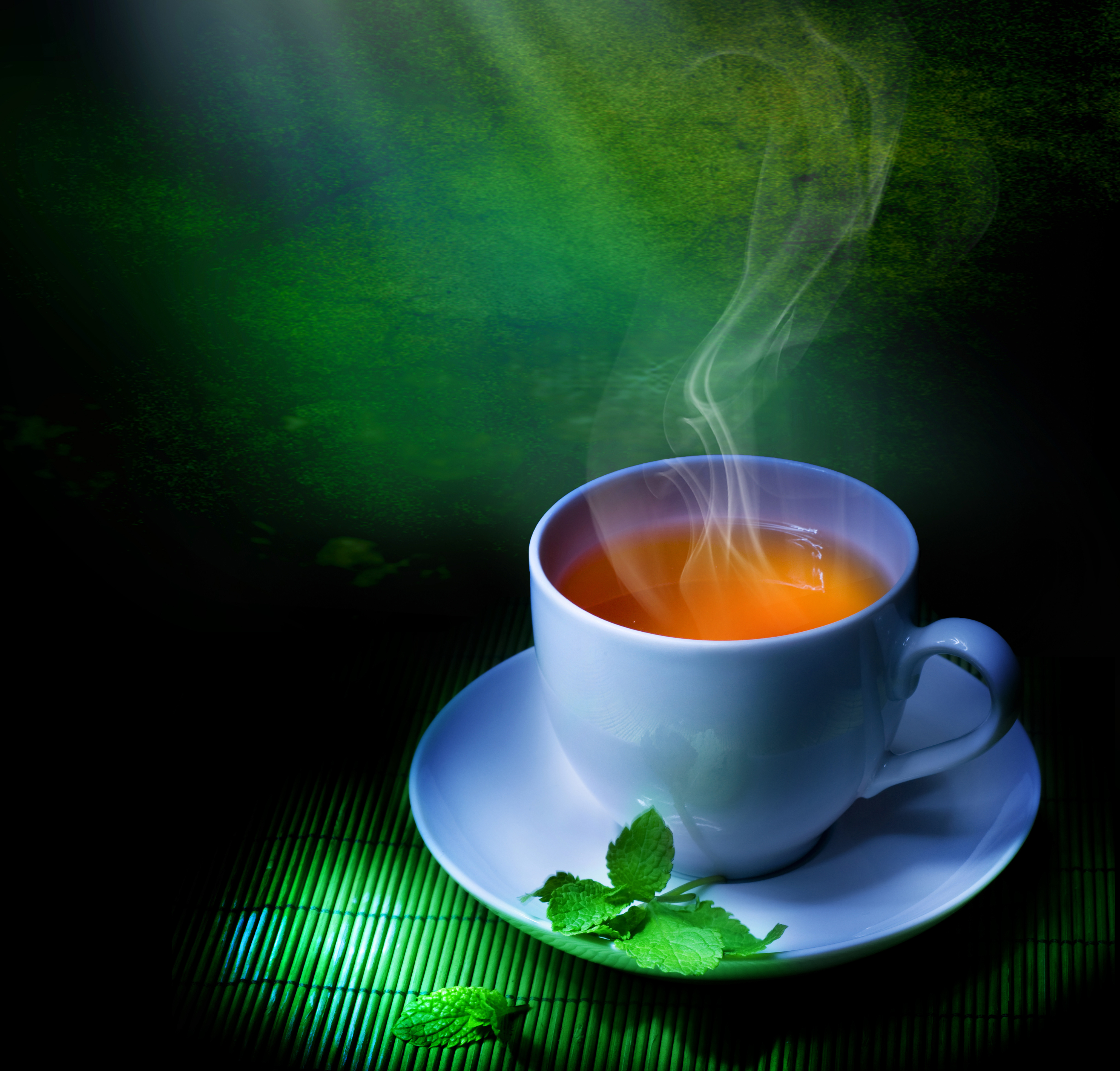Tea Cup Green Graphic Backgrounds for Powerpoint Templates PPT