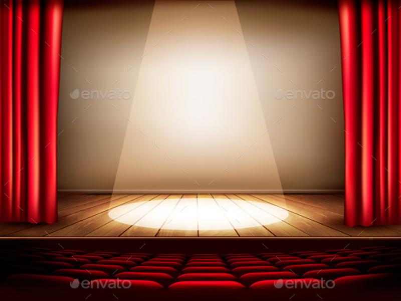Theater Stage With A Red Curtain Seats By Almoond image Backgrounds