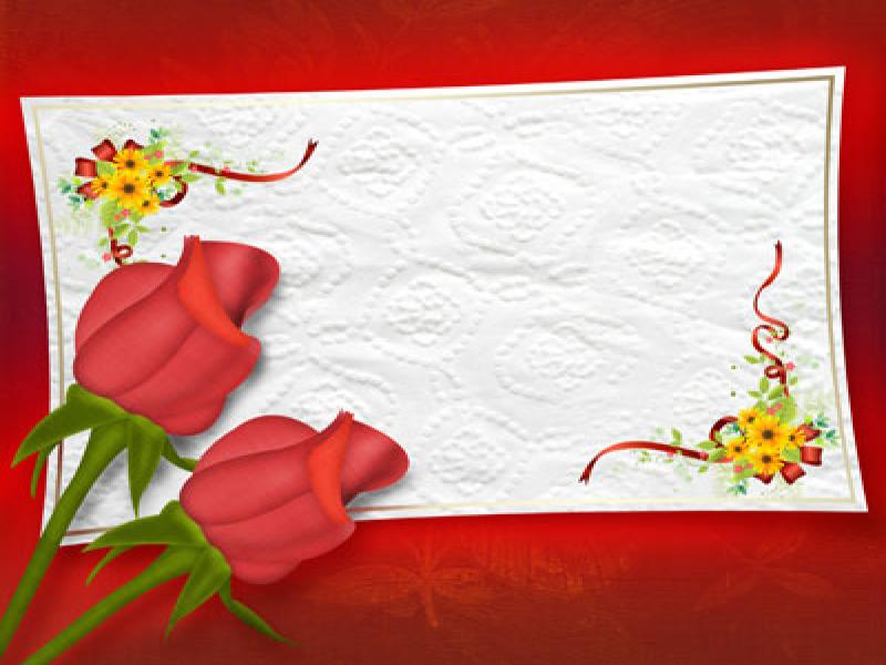 Two Rose With Wedding Frame Slides Backgrounds