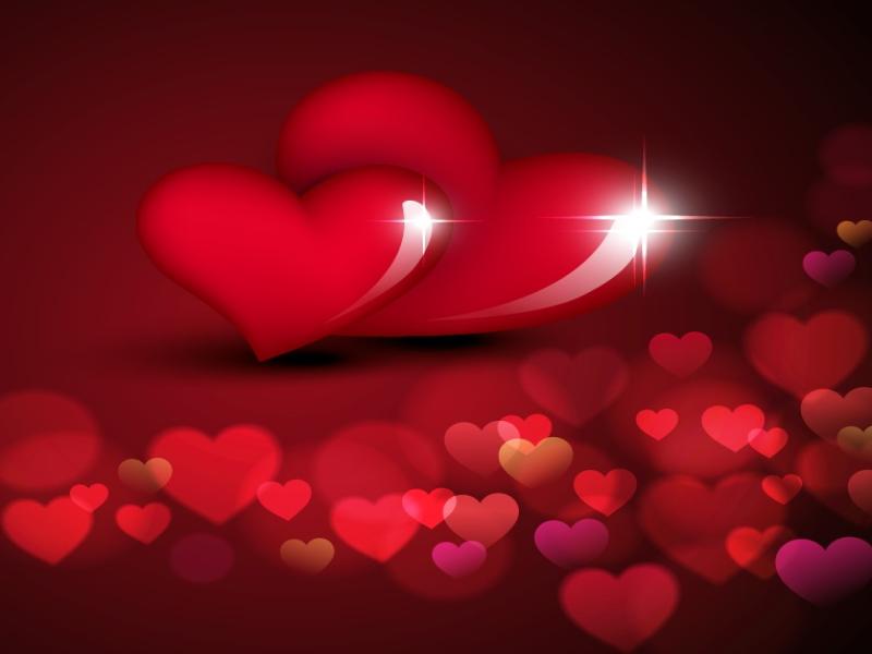 Valentine Day Love With Bokeh Hearts Vector Illustration   Art Backgrounds