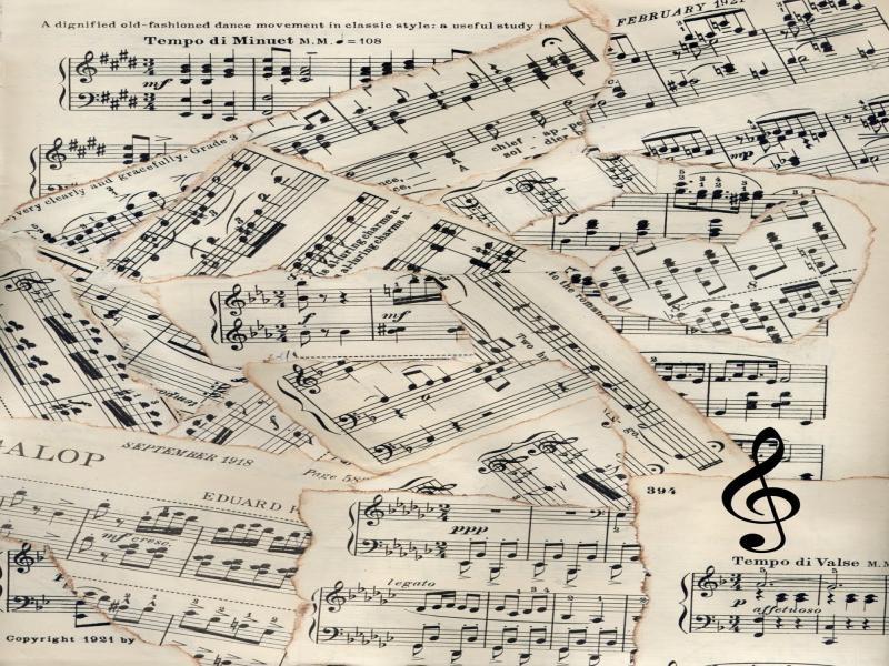 Vintage Sheet Music Patchwork Wallpaper Backgrounds