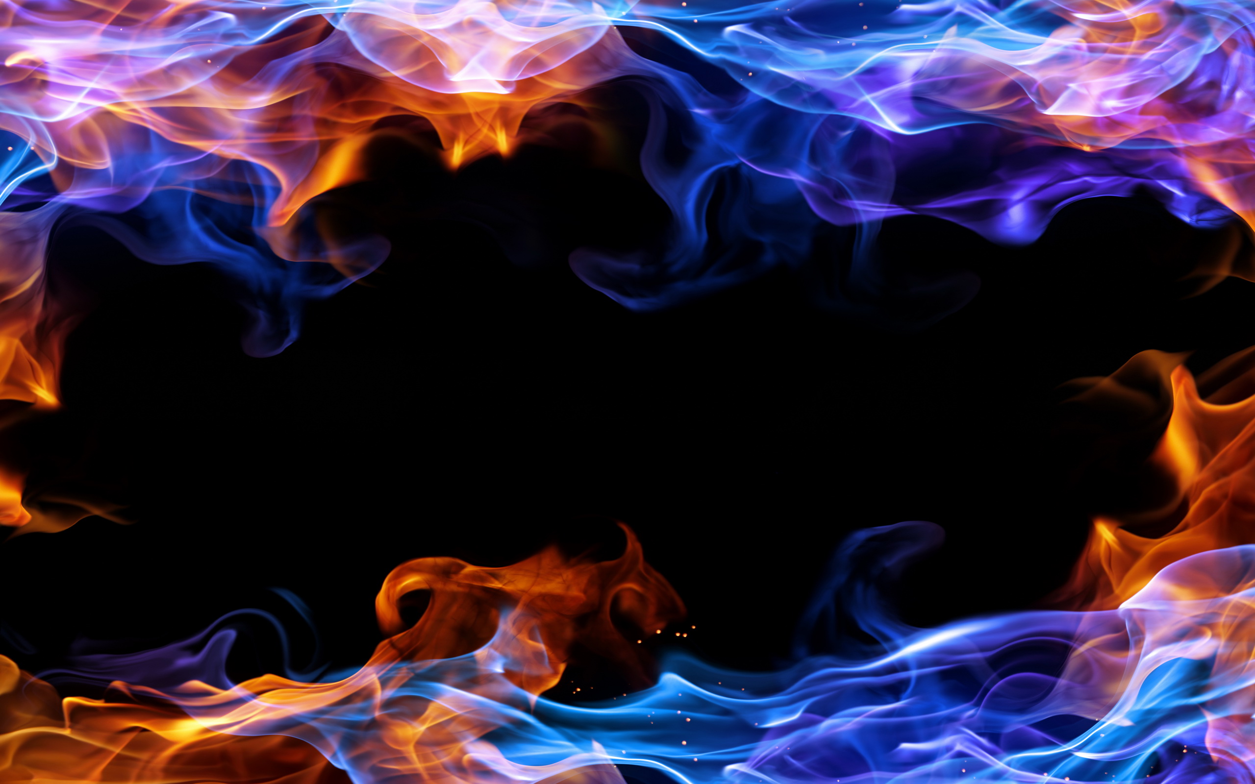 Abstract Blue Fire Frame Photo