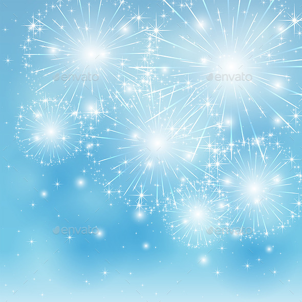 Blue Fireworks  Hd   Template