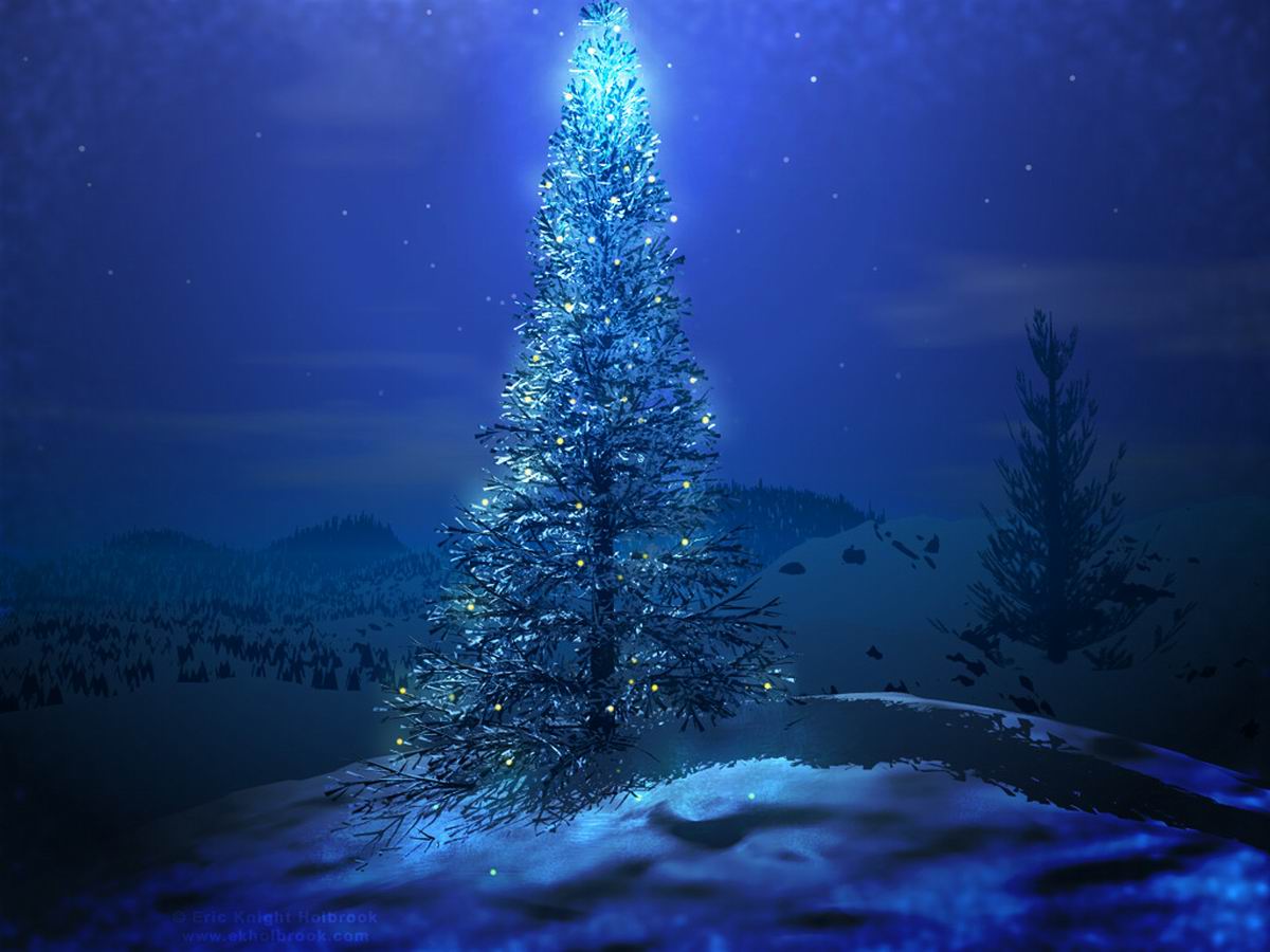 Christmas Tree and Santa Clauss For Desktop  Design