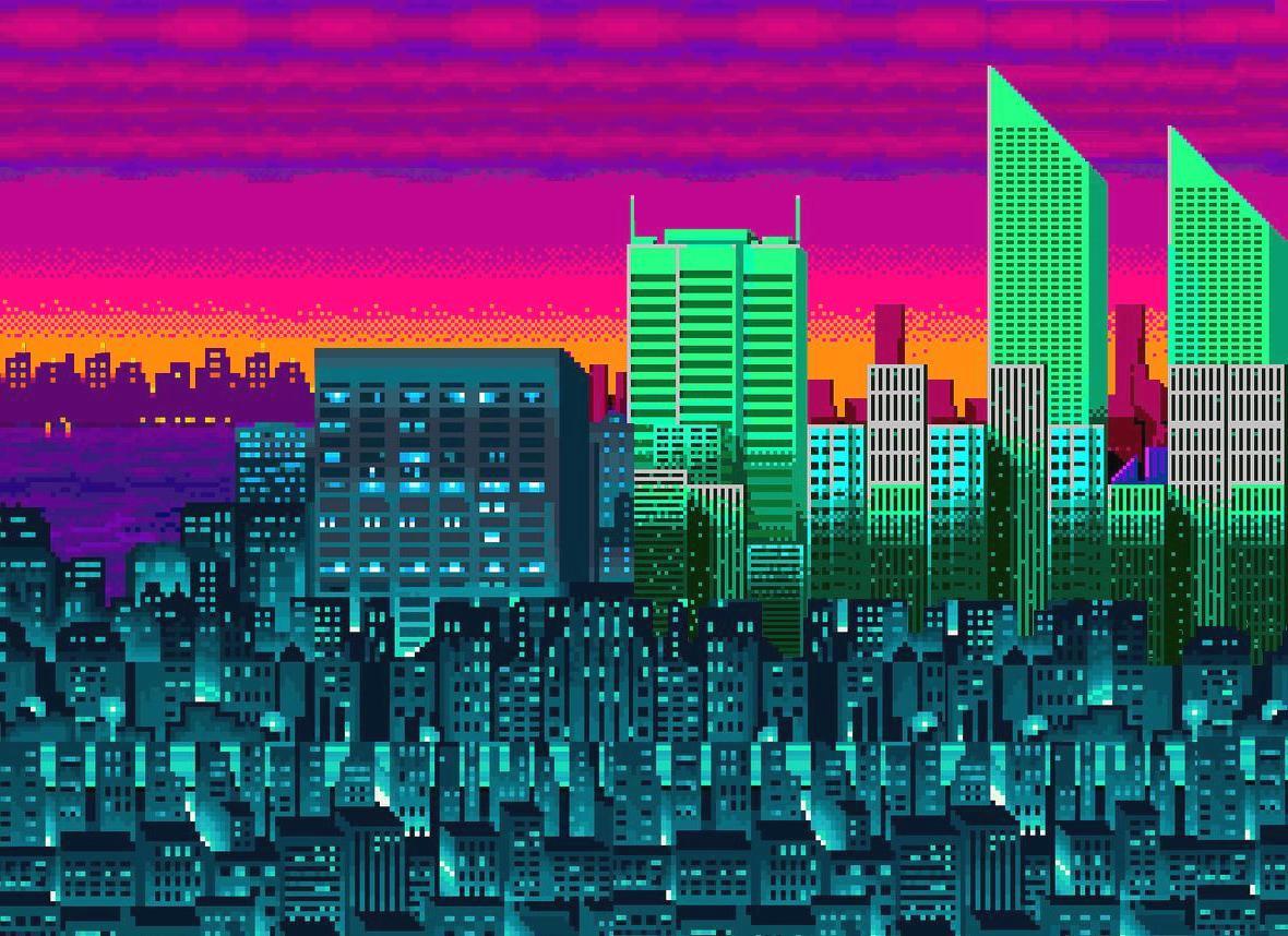 City Pixel Desktops Graphic