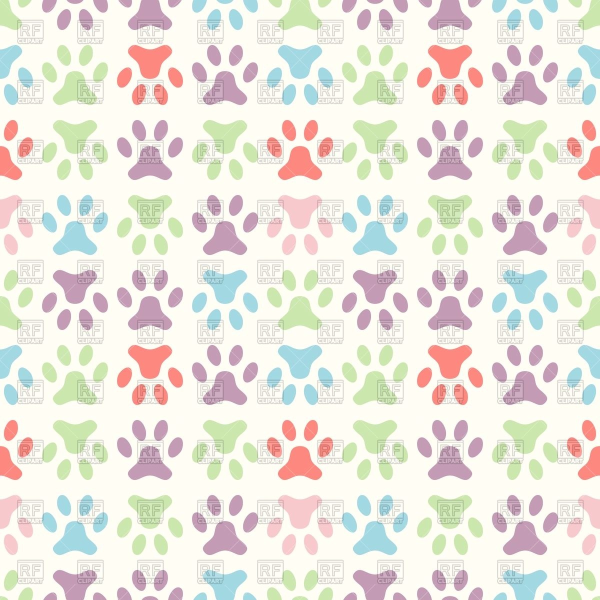 Colorful Paw Print Seamless Paw Print