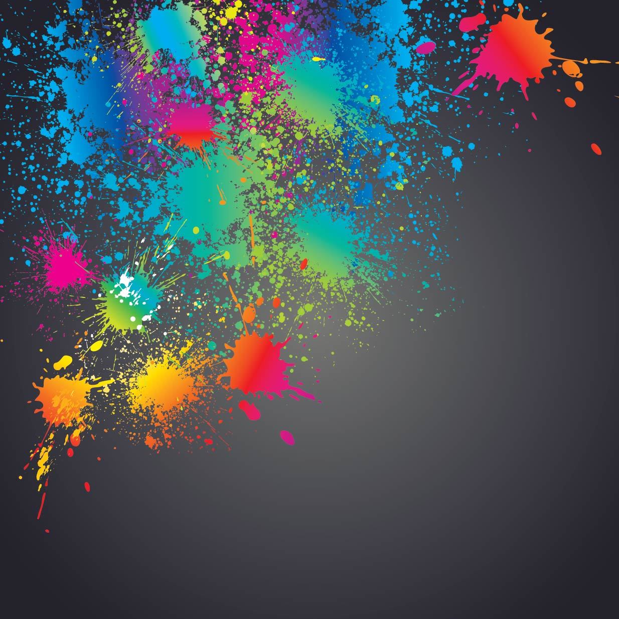 Colorful Splashed Paint Splatter Clip Art