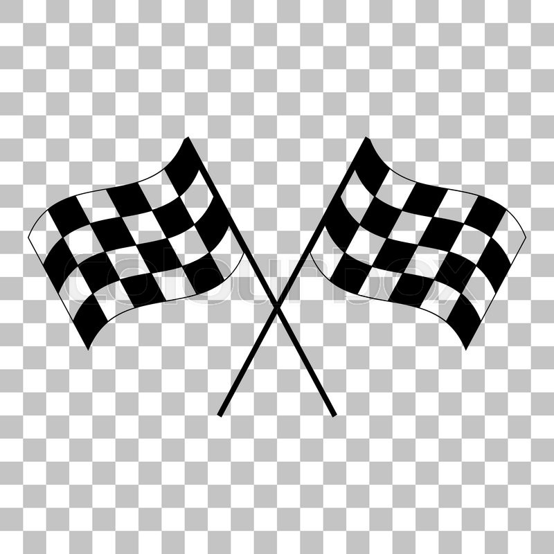 Crossed Checkered Flags Logo Waving In The Wind Nceptual Of Motor   Art