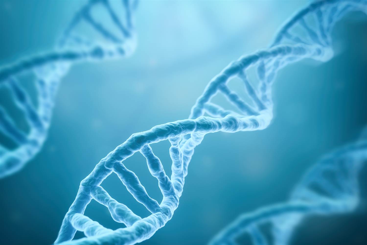DNA Strands On Blue