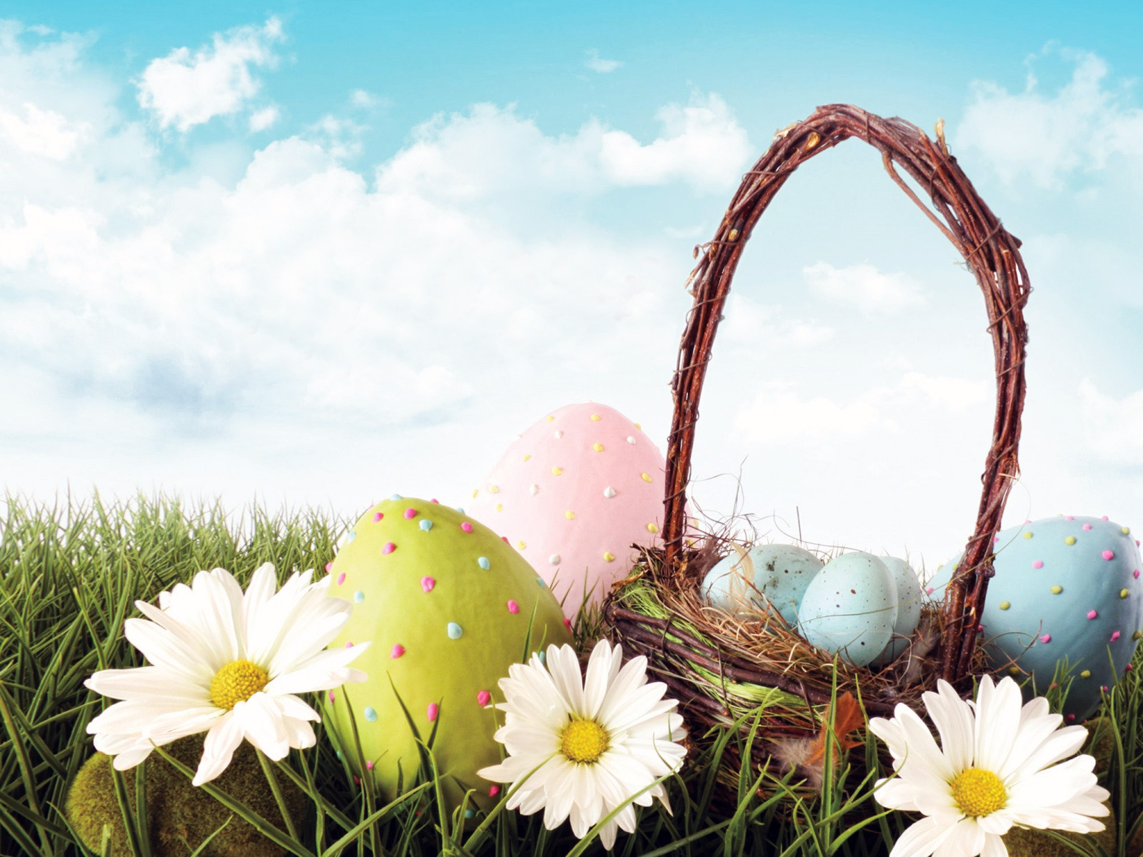 Easter Eggs With Flowers  Nature  PPT   Template