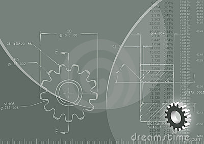 Engineering (ized) With Blueprint Of Gear Wheel Rule 3D   Slides