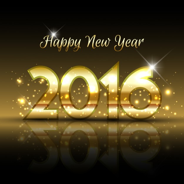 Gold 2016 New Year Vector  Free Template