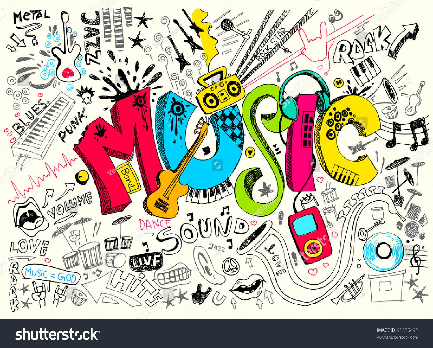 Music Stock Vector 92575492  Shutterstock Frame