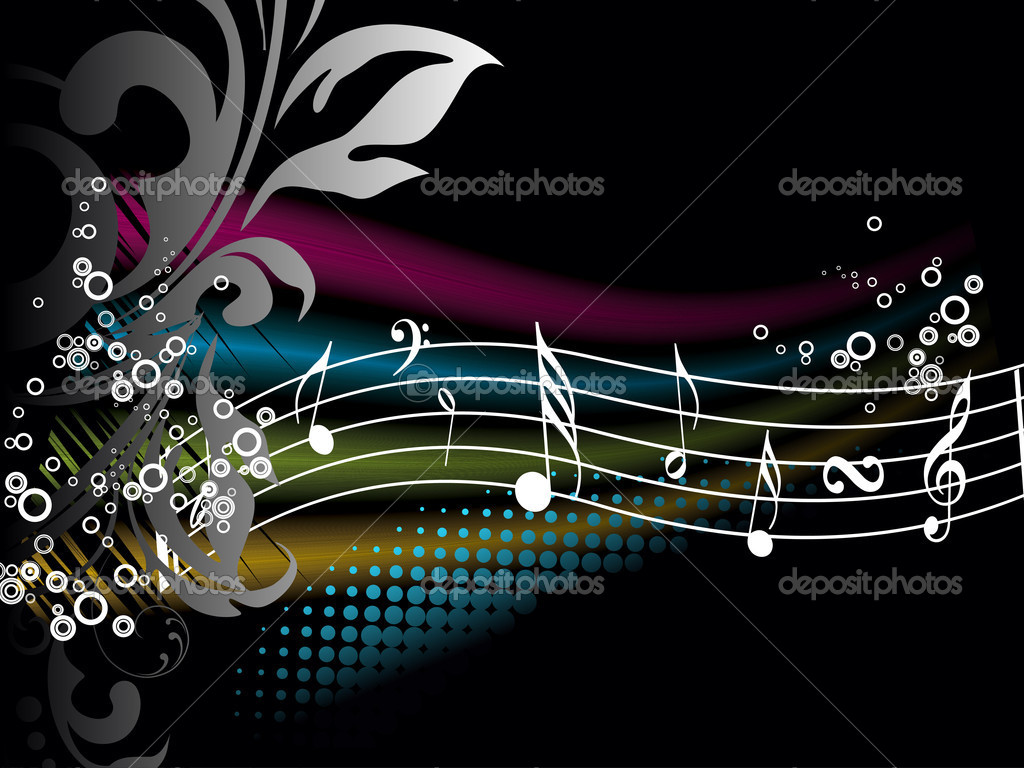 Musical note pattern with flowers