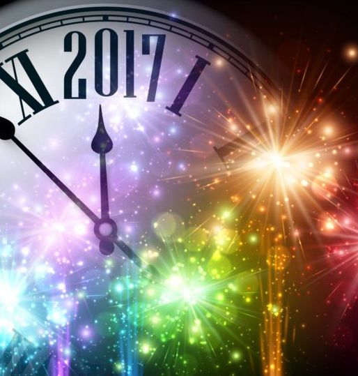New Year With Spheres Clock Vector Template