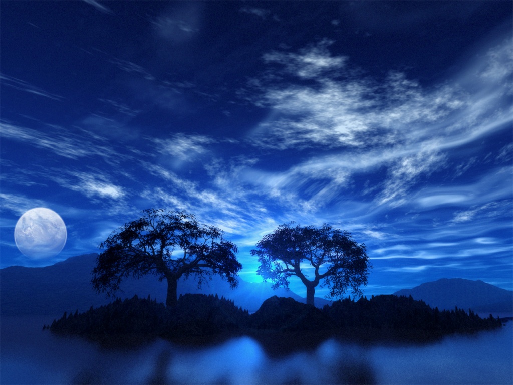 Night Reflection Blue Sky Template