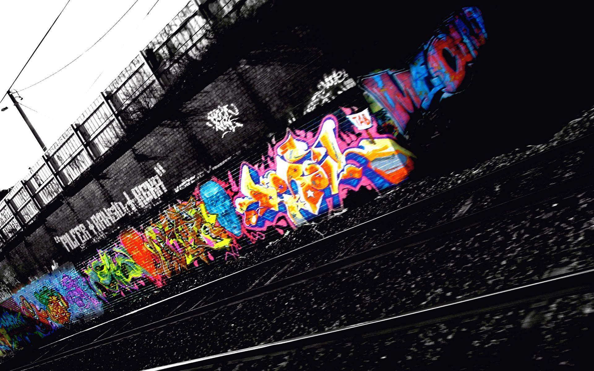 Night Train Route Graffiti Wallpaper