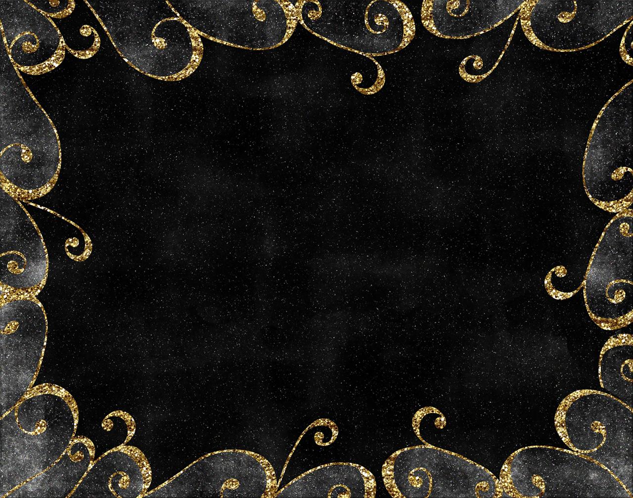 Photo Black With Gold Edge and Gold Trim Black Clip Art