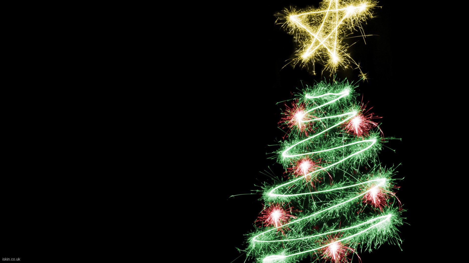 Shimmering Christmas Tree On Christmas Black   Download