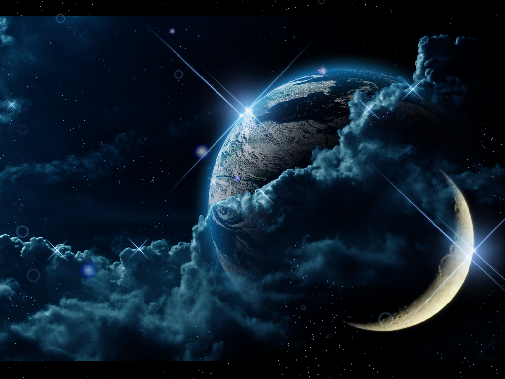 Space Presentations  Abstract Earth With Moon PowerPoint   Graphic