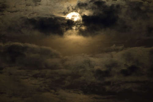 Spooky Moon  Full Moon Cloudy Night On The Texas Gulf  Clipart