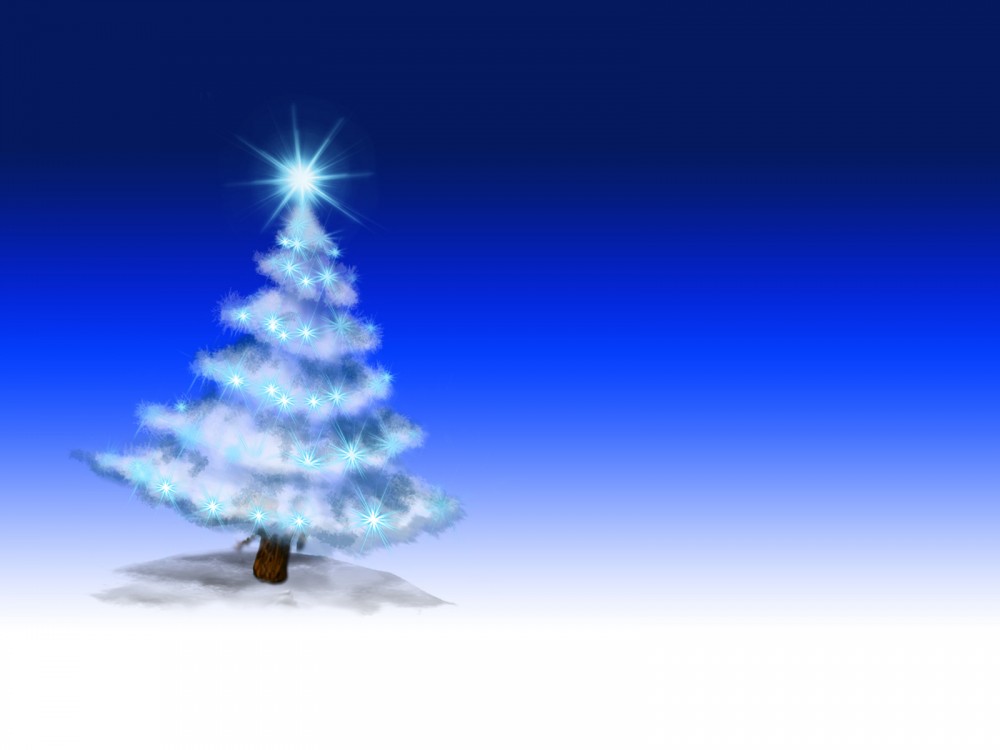 Tree On Blue  Blue Christmas White  PPT   Presentation