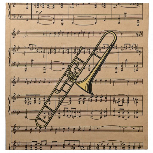 Trombone With Sheet Music Napkins  Zazzle Wallpaper